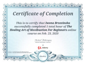 certyfikat Healing Art of Moxibustion for beginners iwona brzezinska ziernik